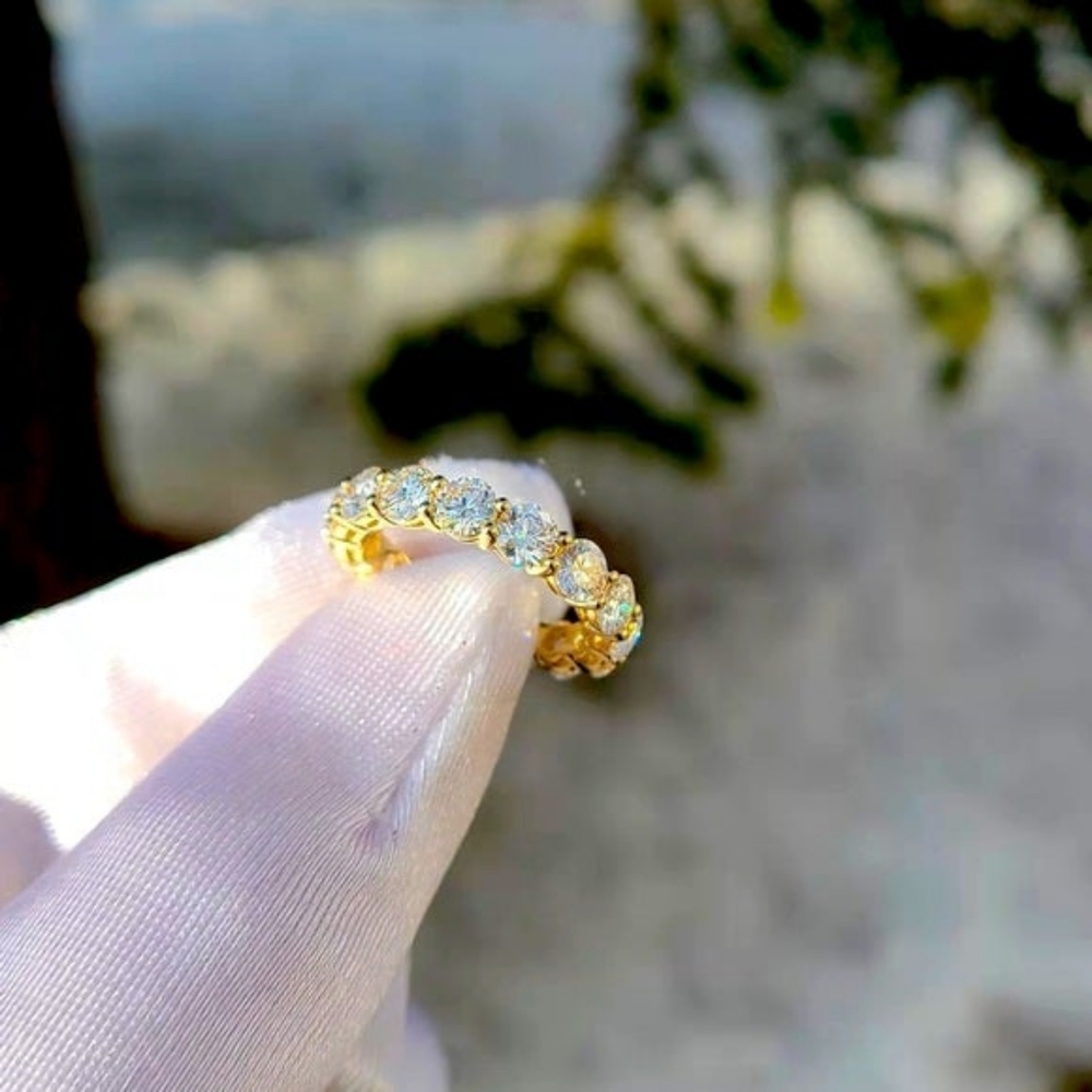 Solid 14k gold 4mm moissanite eternity